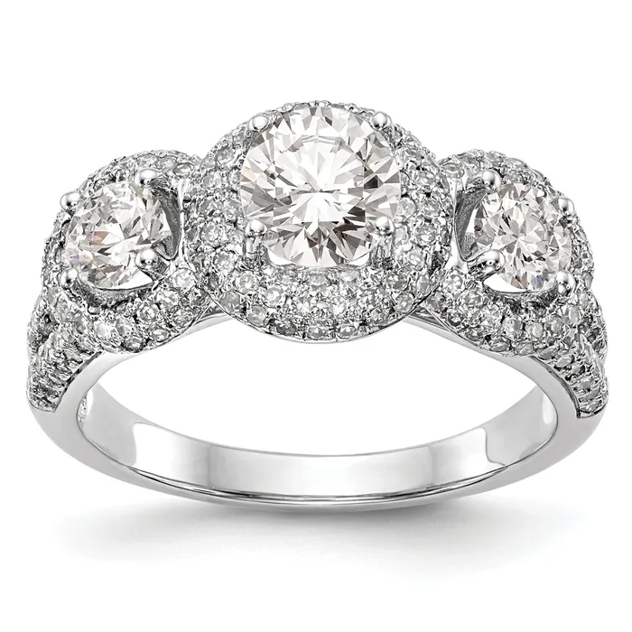 Rings Goldia 075ct CZ Solid Real 14K White Gold 3Stone Engagement Ring