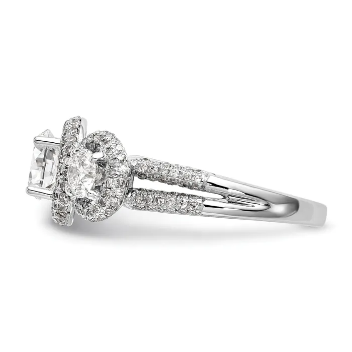 Rings Goldia 075ct CZ Solid Real 14K White Gold 3Stone Engagement Ring
