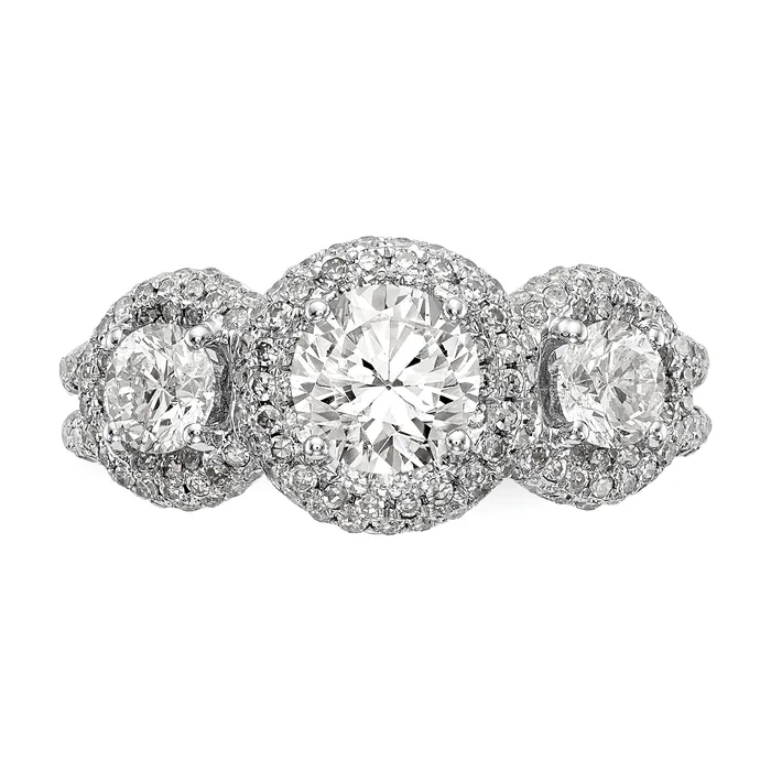 Rings Goldia 075ct CZ Solid Real 14K White Gold 3Stone Engagement Ring