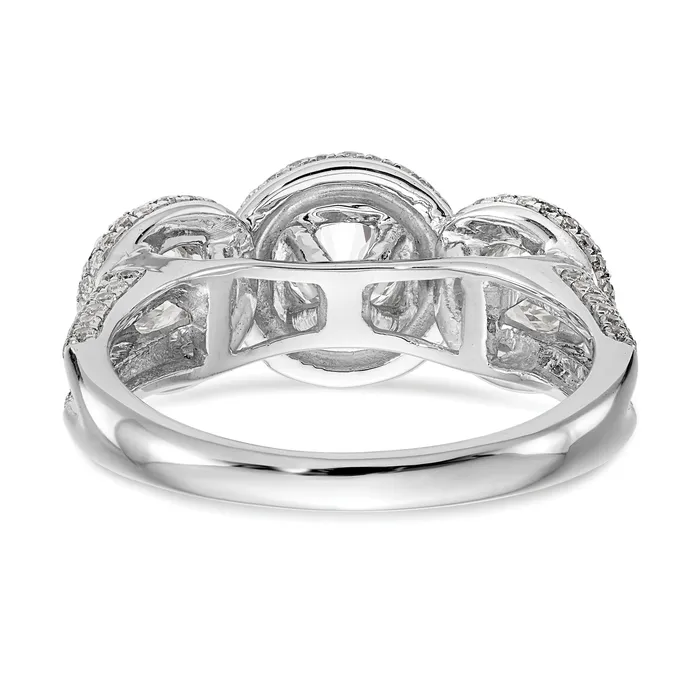 Rings Goldia 075ct CZ Solid Real 14K White Gold 3Stone Engagement Ring