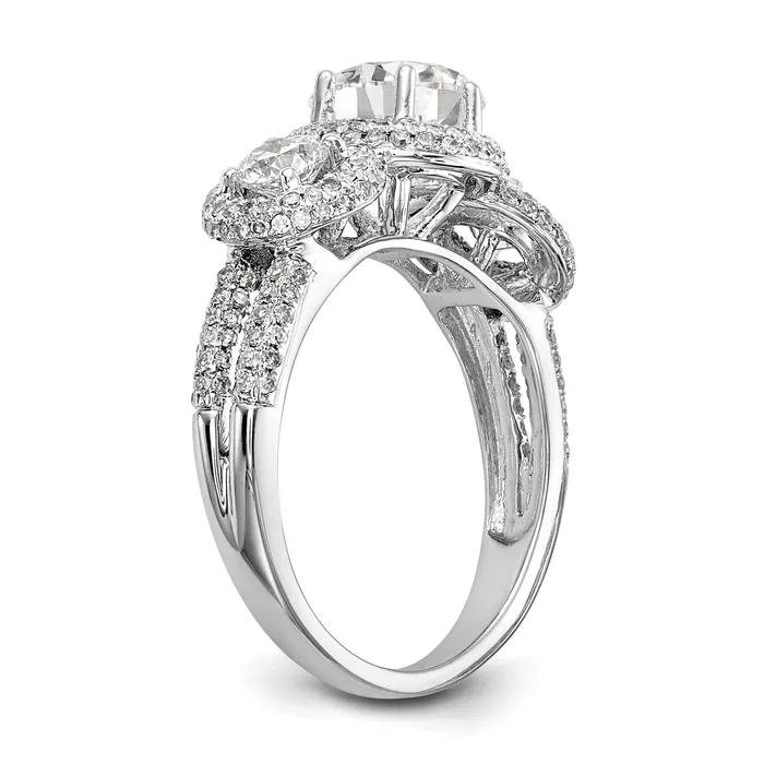 Rings Goldia 075ct CZ Solid Real 14K White Gold 3Stone Engagement Ring
