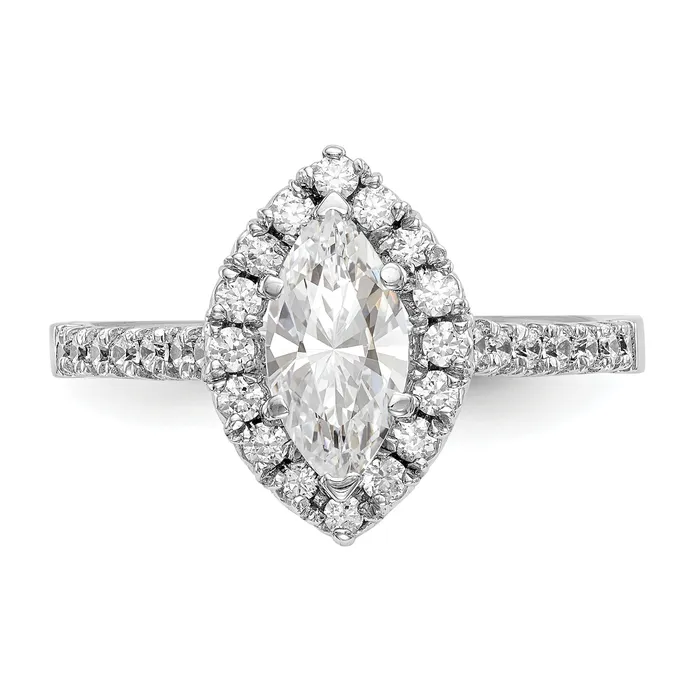 Rings Goldia 075ct CZ Solid Real 14K White Gold Marquise Halo Engagement Ring