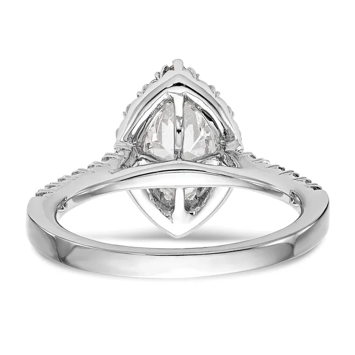 Rings Goldia 075ct CZ Solid Real 14K White Gold Marquise Halo Engagement Ring