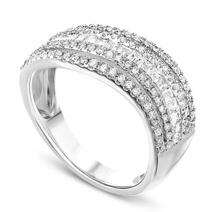 Rings Goldia 088 CT TW Baguette and Round Natural Diamond Anniversary Band in Solid 18K White Gold GI1 Rings Goldia 088 CT TW Baguette and Round Natural Diamond Anniversary Band in Solid 18K White Gold GI1