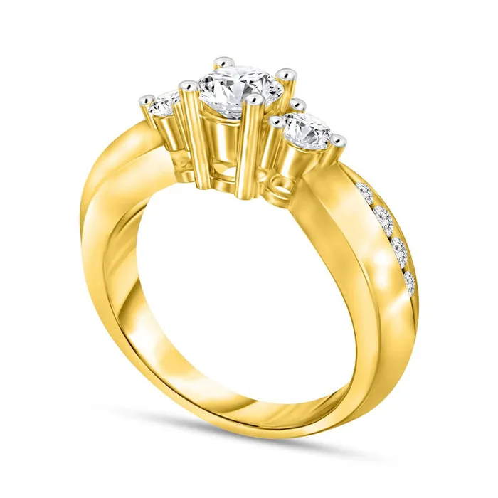 Rings Goldia 088 CT TW Natural Diamond Three Stone Engagement Ring in Solid 14K Gold Rings Goldia 088 CT TW Natural Diamond Three Stone Engagement Ring in Solid 14K Gold