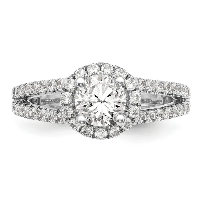 Rings Goldia 100ct CZ Solid Real 14K White Gold Round Halo Engagement Ring