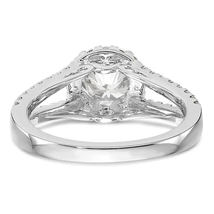 Rings Goldia 100ct CZ Solid Real 14K White Gold Round Halo Engagement Ring
