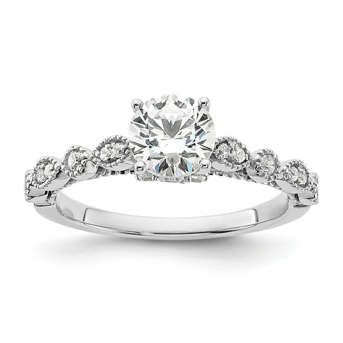 Rings Goldia 100ct CZ Solid Real 14K White Gold Vintage Engagement Ring