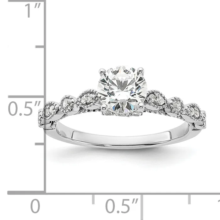 Rings Goldia 100ct CZ Solid Real 14K White Gold Vintage Engagement Ring