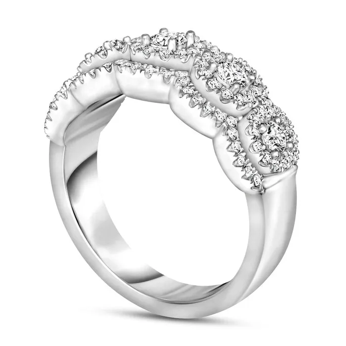 Rings Goldia 125 CT TW Natural Diamond Double Frame Five Stone Ring in Solid 10K White Gold Rings Goldia 125 CT TW Natural Diamond Double Frame Five Stone Ring in Solid 10K White Gold