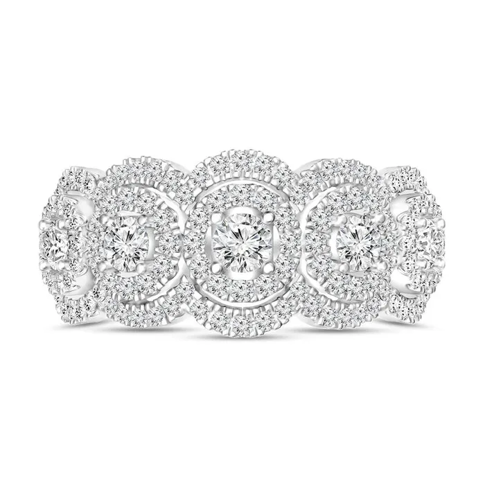 Rings Goldia 125 CT TW Natural Diamond Double Frame Five Stone Ring in Solid 10K White Gold Rings Goldia 125 CT TW Natural Diamond Double Frame Five Stone Ring in Solid 10K White Gold