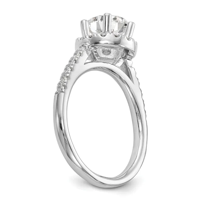 Rings Goldia 125ct CZ Solid Real 14K White Gold Round Halo Engagement Ring