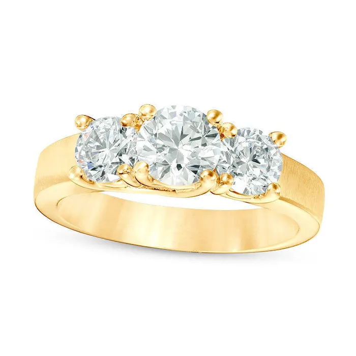Rings Goldia 175 CT TW Natural Diamond Three Stone SatinFinish Engagement Ring in Solid 14K Gold Rings Goldia 175 CT TW Natural Diamond Three Stone SatinFinish Engagement Ring in Solid 14K Gold