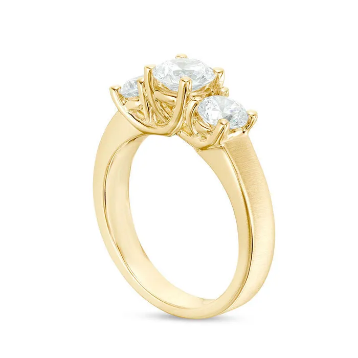 Rings Goldia 175 CT TW Natural Diamond Three Stone SatinFinish Engagement Ring in Solid 14K Gold Rings Goldia 175 CT TW Natural Diamond Three Stone SatinFinish Engagement Ring in Solid 14K Gold