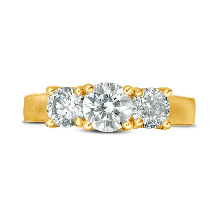 Rings Goldia 175 CT TW Natural Diamond Three Stone SatinFinish Engagement Ring in Solid 14K Gold Rings Goldia 175 CT TW Natural Diamond Three Stone SatinFinish Engagement Ring in Solid 14K Gold