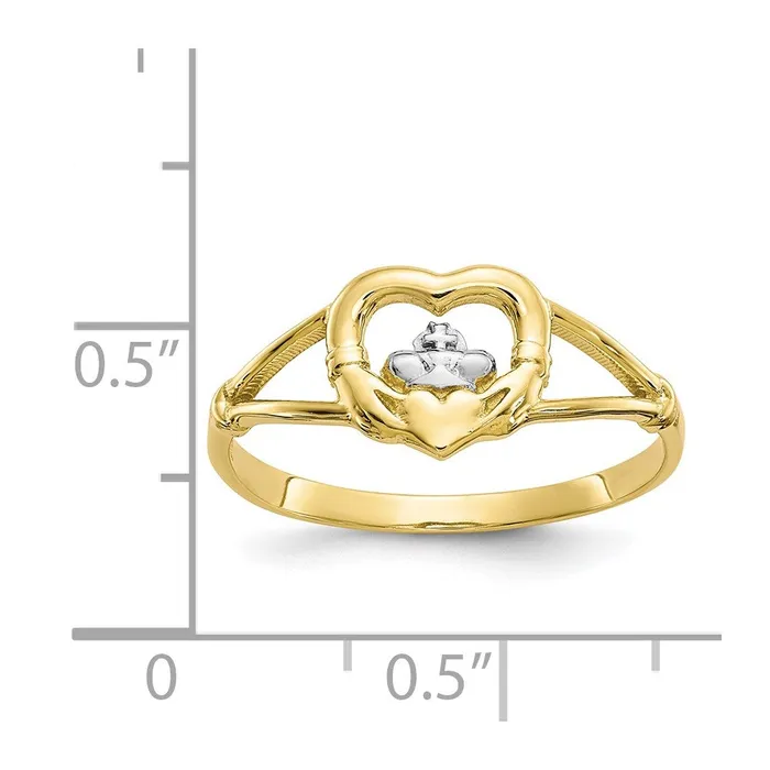 Rings Goldia 10K Yellow Gold u0026 Rhodium Ladies Claddagh Ring