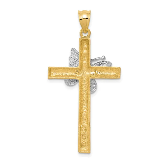 Rings Goldia 14k Twotone Gold Cross wButterfly Pendant