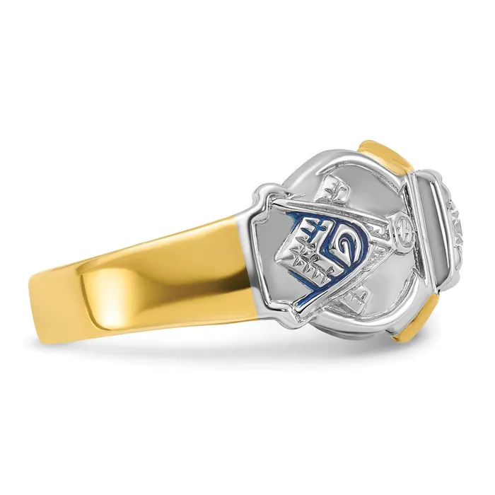Rings Goldia 14k Twotone Gold Mens Polished and Textured Blue Lodge Master Masonic Ring Mounting