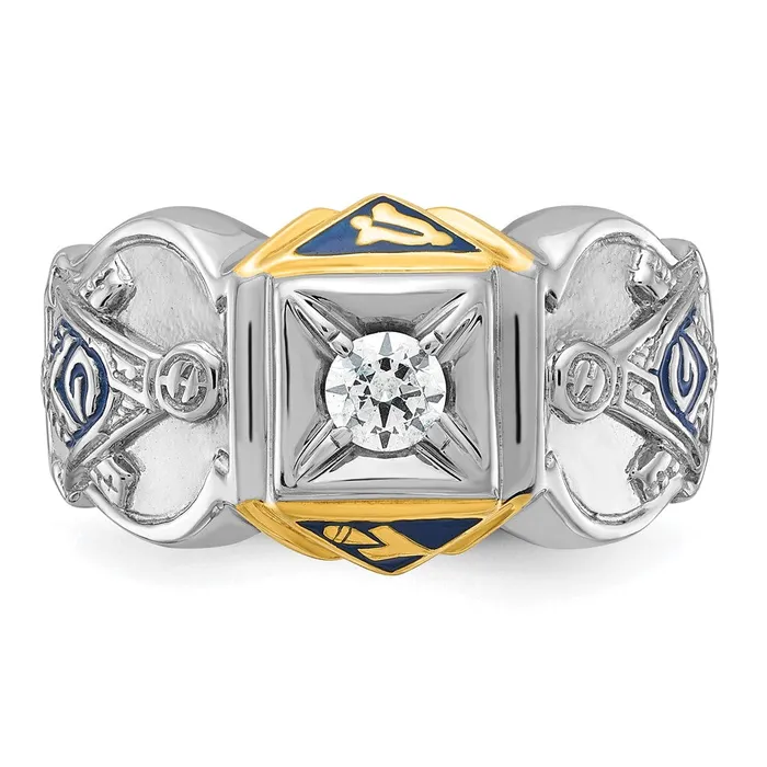 Rings Goldia 14k Twotone Gold Mens Polished and Textured Blue Lodge Master Masonic Ring Mounting