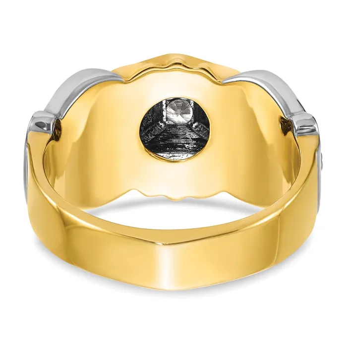 Rings Goldia 14k Twotone Gold Mens Polished and Textured Blue Lodge Master Masonic Ring Mounting