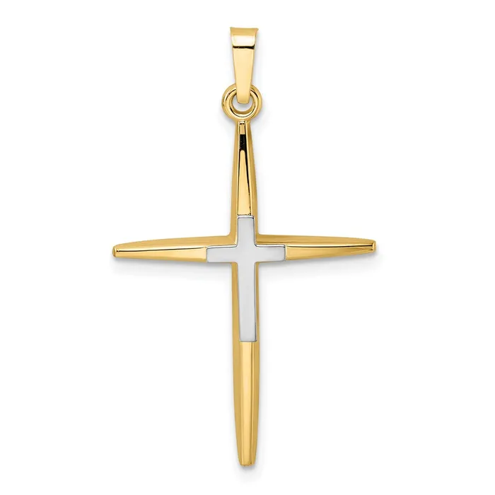 Rings Goldia 14k Twotone Gold Polished Solid Double Cross Pendant