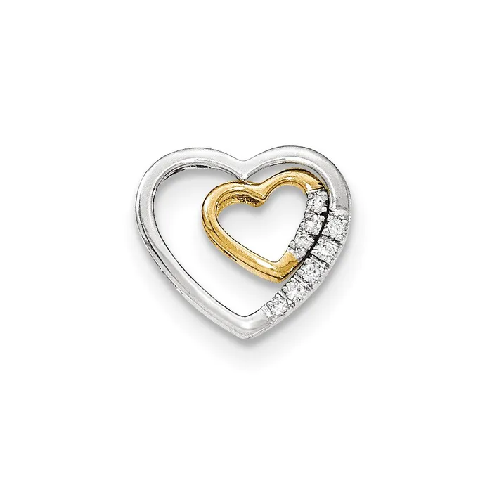 Rings Goldia 14k TwoTone Gold Real Diamond 2 Piece Heart Slide Pendant