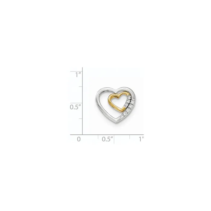 Rings Goldia 14k TwoTone Gold Real Diamond 2 Piece Heart Slide Pendant