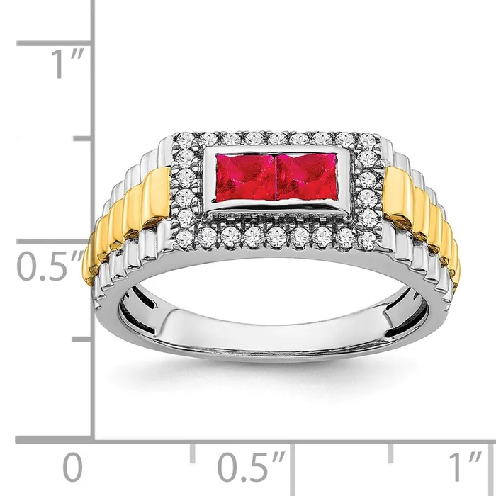 Rings Goldia 14k TwoTone Gold Ruby and Real Diamond Mens Ring