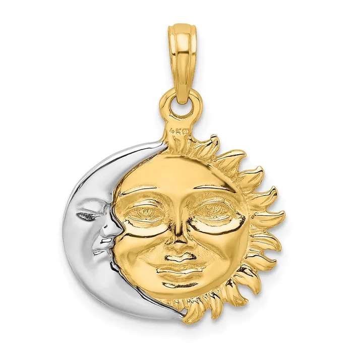 Rings Goldia 14k Twotone Gold Twotone Gold Solid Polished Reversible Sun and Moon Pendant