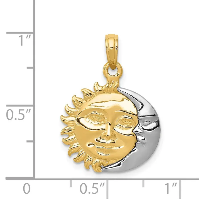 Rings Goldia 14k Twotone Gold Twotone Gold Solid Polished Reversible Sun and Moon Pendant