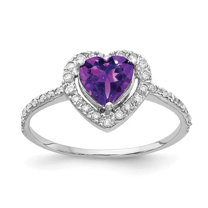 Rings Goldia 14k White Gold 6mm Heart Amethyst A Real Diamond ring