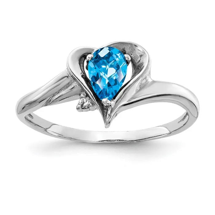 Rings Goldia 14k White Gold 6x4mm Pear Blue Topaz Checker VS Diamond ring Rings Goldia 14k White Gold 6x4mm Pear Blue Topaz Checker VS Diamond ring