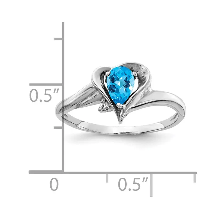 Rings Goldia 14k White Gold 6x4mm Pear Blue Topaz Checker VS Diamond ring
