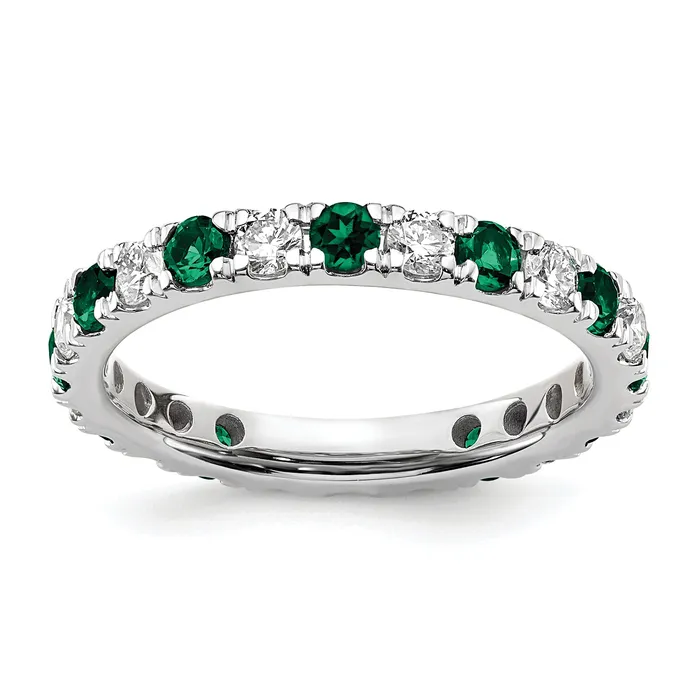 Rings Goldia 14k White Gold 78 Ct Lab Grown Diamond VSSI G and Lab Created Emerald Eternity Band Ring Rings Goldia 14k White Gold 78 Ct Lab Grown Diamond VSSI G and Lab Created Emerald Eternity Band Ring