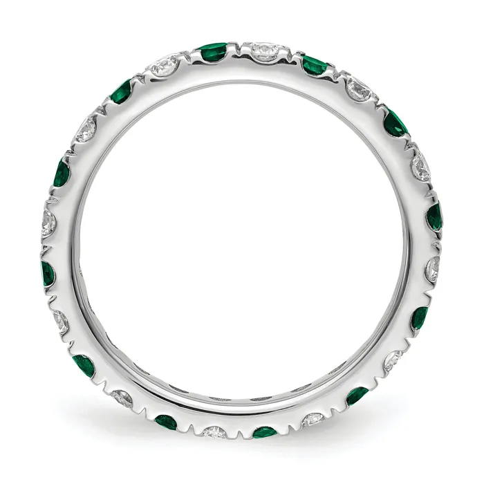 Rings Goldia 14k White Gold 78 Ct Lab Grown Diamond VSSI G and Lab Created Emerald Eternity Band Ring