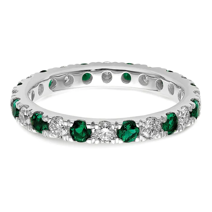Rings Goldia 14k White Gold 78 Ct Lab Grown Diamond VSSI G and Lab Created Emerald Eternity Band Ring