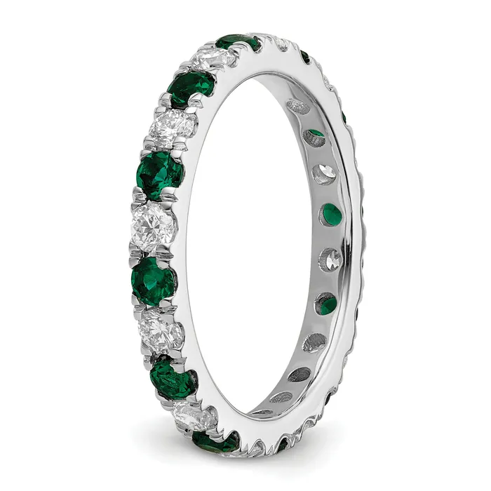 Rings Goldia 14k White Gold 78 Ct Lab Grown Diamond VSSI G and Lab Created Emerald Eternity Band Ring