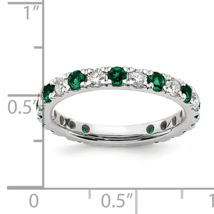 Rings Goldia 14k White Gold 78 Ct Lab Grown Diamond VSSI G and Lab Created Emerald Eternity Band Ring
