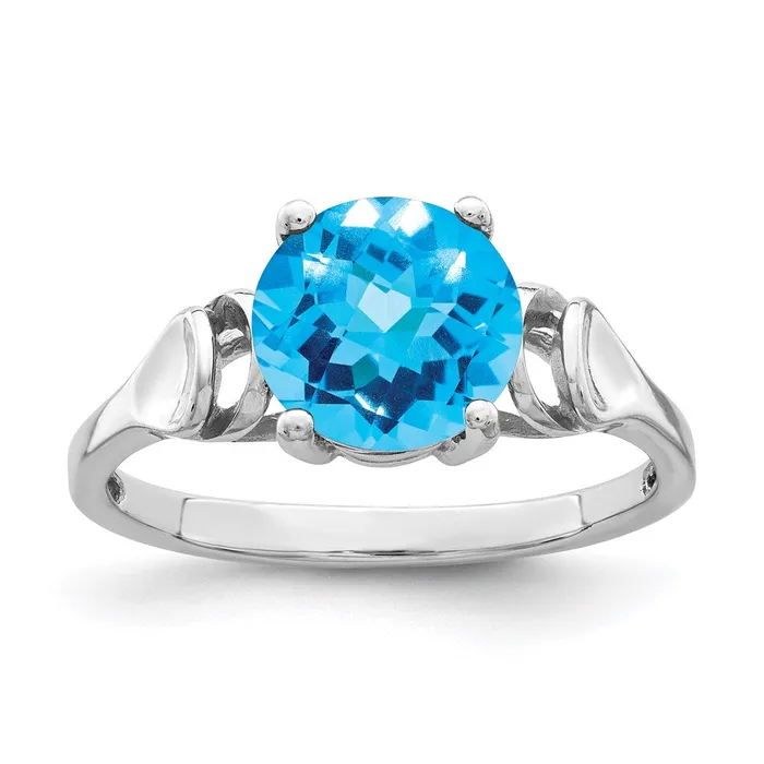 Rings Goldia 14k White Gold 8mm Blue Topaz Checker ring