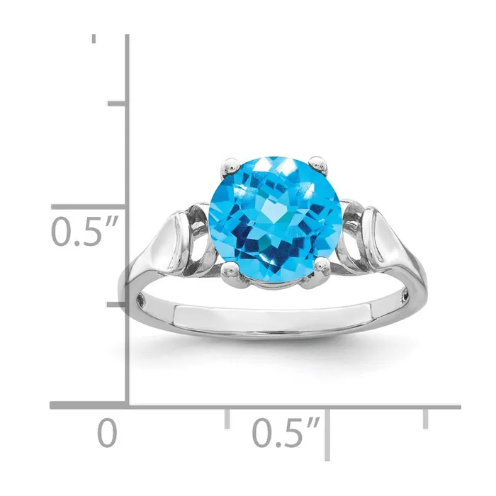 Rings Goldia 14k White Gold 8mm Blue Topaz Checker ring