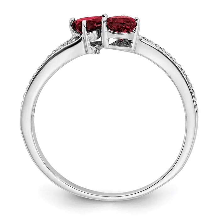 Rings Goldia 14k White Gold Created Ruby and Real Diamond 2stone Heart Ring