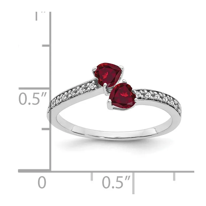 Rings Goldia 14k White Gold Created Ruby and Real Diamond 2stone Heart Ring
