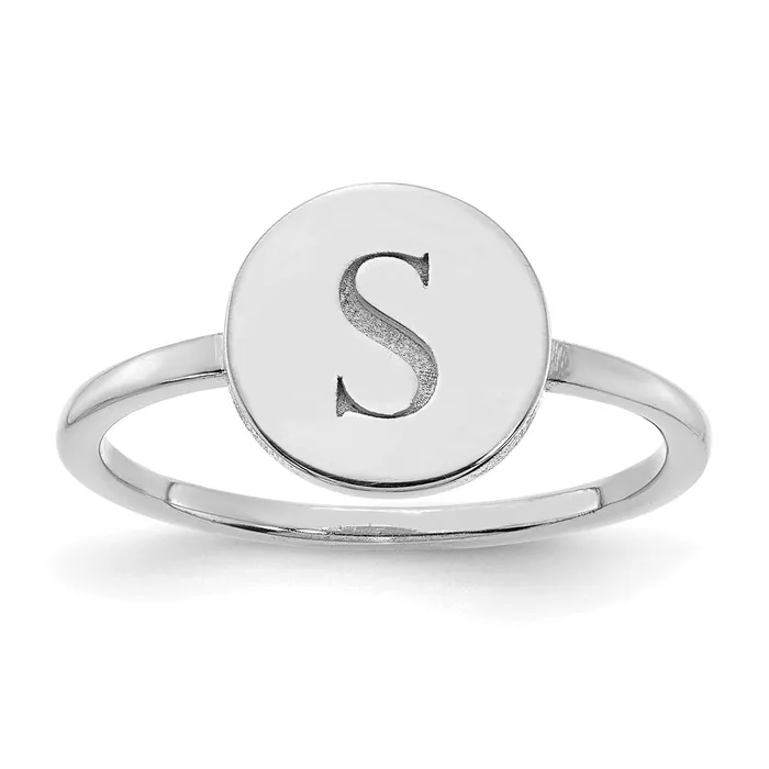 Rings Goldia 14K White Gold Initial Circle Signet Ring