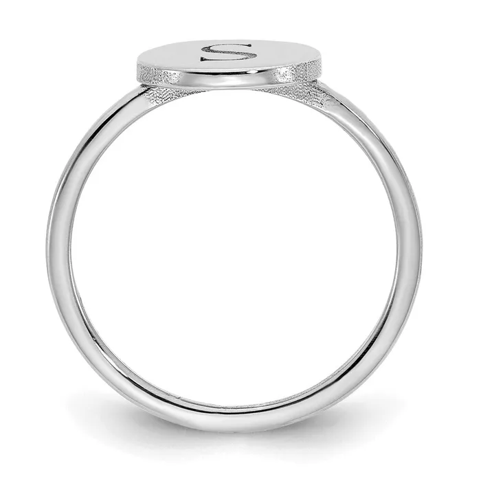 Rings Goldia 14K White Gold Initial Circle Signet Ring