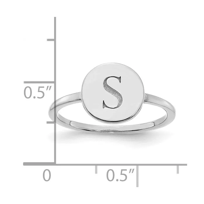 Rings Goldia 14K White Gold Initial Circle Signet Ring