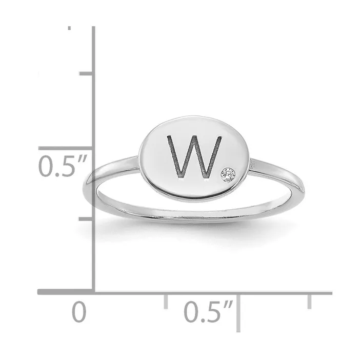 Rings Goldia 14K White Gold Initial Oval with Real Diamond Signet Ring