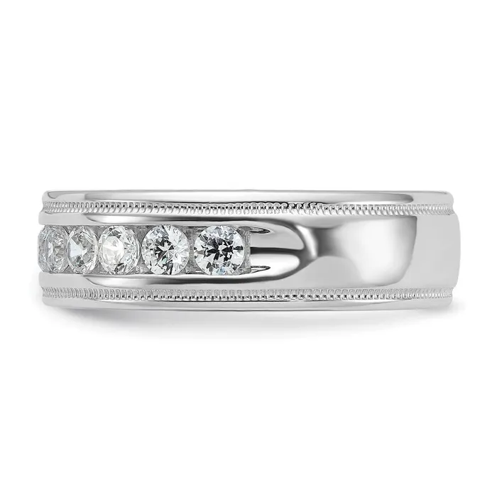 Rings Goldia 14k White Gold Mens 1 carat Diamond Milgrain Complete Ring