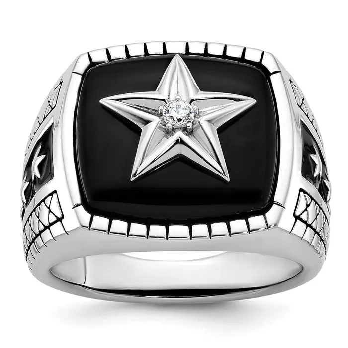 Rings Goldia 14k White Gold Mens Onyx and Diamond Star Ring Mounting Rings Goldia 14k White Gold Mens Onyx and Diamond Star Ring Mounting