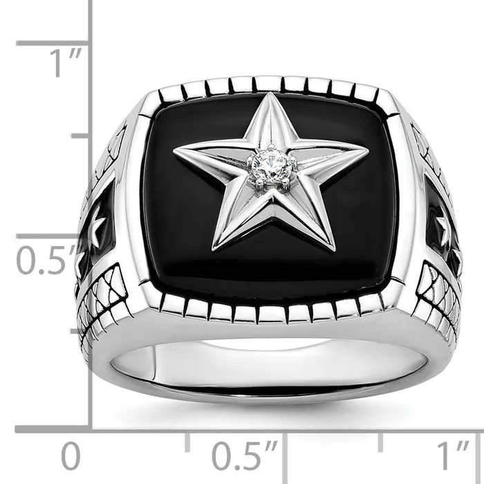 Rings Goldia 14k White Gold Mens Onyx and Diamond Star Ring Mounting