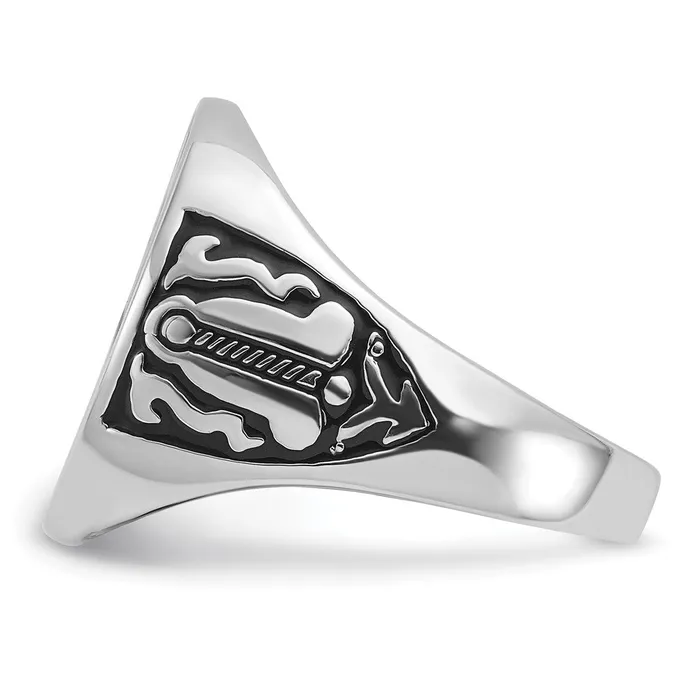 Rings Goldia 14k White Gold Mens Polished and Grooved with Black Enamel Masonic Ring